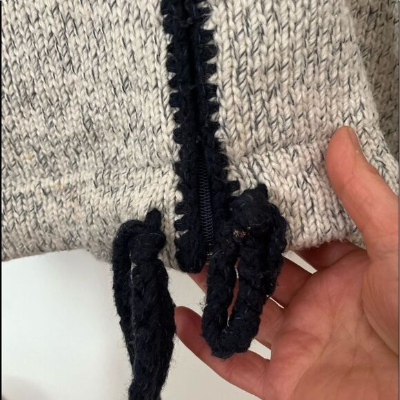 Made in Portugal offwhite w/specks hooded cardigan, pockets, drawstring,zipper S - Picture 7 of 9